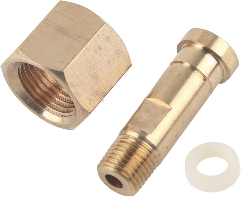 Wal front CO2 Carbon Dioxide Fittings Regulator Brass CGA-320 NPT1/4 Carbon Dioxide Regulator Inlet Nut and Nipple with Washer Fasten CO2 Valve Tightly - Image 1